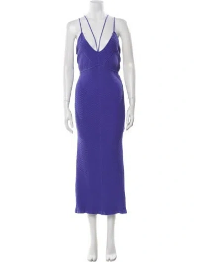 Pre-owned Aknvas V-neck Midi Length Dress In Purple