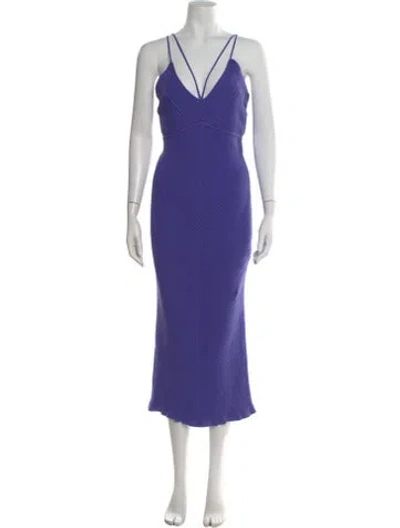 Pre-owned Aknvas V-neck Midi Length Dress In Purple