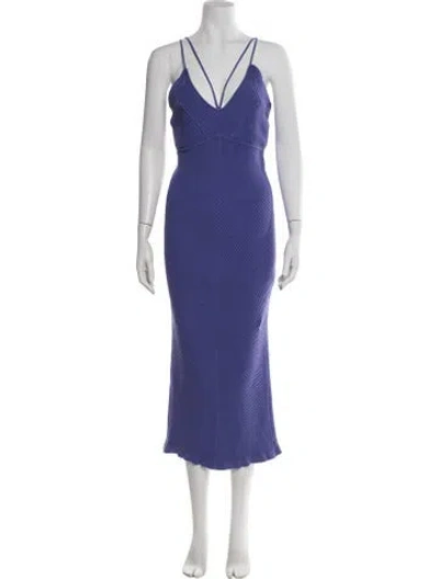 Pre-owned Aknvas V-neck Midi Length Dress In Purple