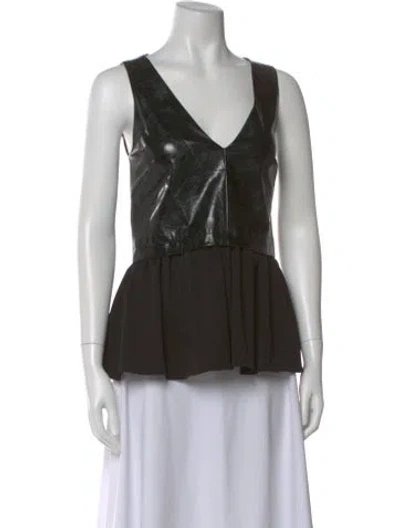 Pre-owned Aknvas V-neck Sleeveless Top In Black