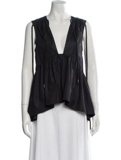 Pre-owned Aknvas V-neck Sleeveless Top In Gray