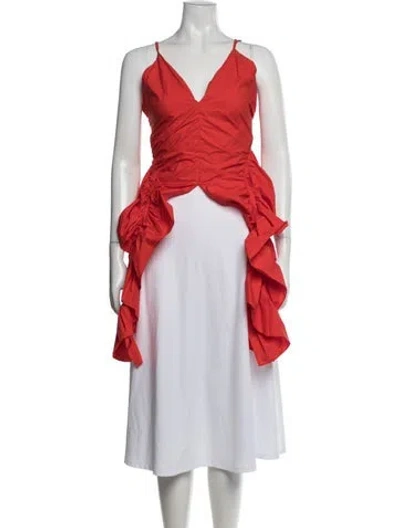 Pre-owned Aknvas V-neck Sleeveless Top In Red