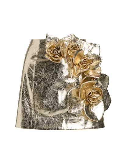 Aknvas Women's Aksel Rose-embellished Metallic A-line Miniskirt