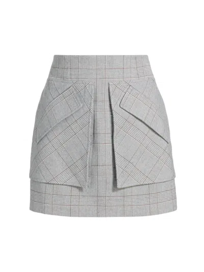 Aknvas Women's Cherry Plaid Woven Miniskirt In Gray