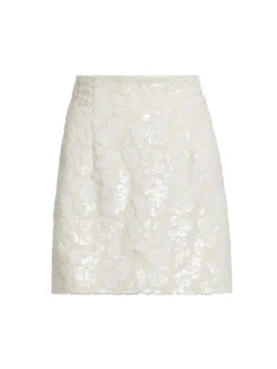 Aknvas Women's Cherry Sequin Skirt In White