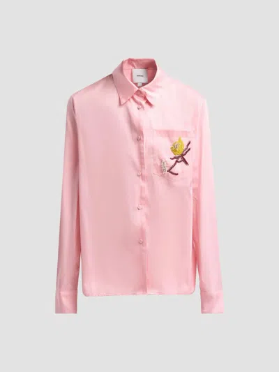 Aknvas Women's Corey Floral-embroidered Shirt In Pink