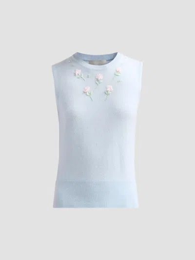 Aknvas Women's Dahlia Floral Wool-blend Tank In Blue