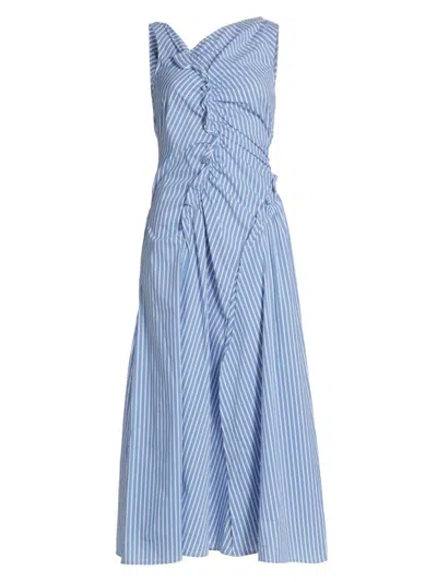Aknvas Women's Dana Striped Asymmetric Maxi Dress In Sky Blue Stripe