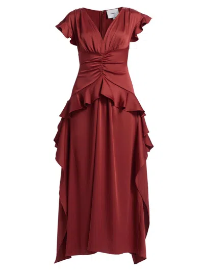 Aknvas Women's Danielle Ruffled V-neck Maxi Dress In Brown