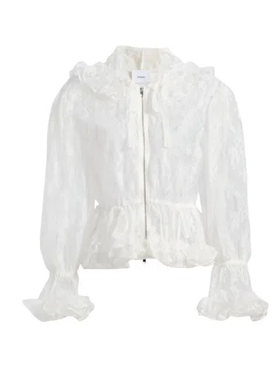 Aknvas Women's Elisa Floral Lace Hooded Jacket In White