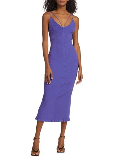 Aknvas Women's Evelyn Rib Knit Midi Dress In Purple Blue