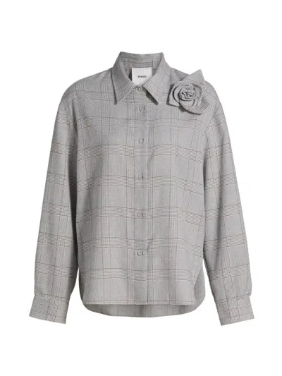 Aknvas Women's Flor Plaid Flower Shirt In Gray