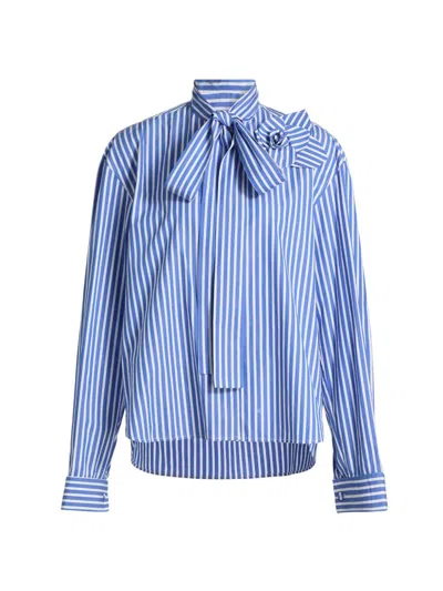Aknvas Women's Flor Striped Cotton Poplin Button-front Shirt In Blue