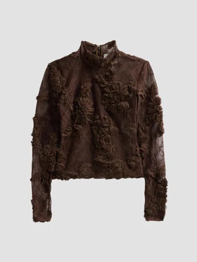 Aknvas Women's Freja Lace Blouse In Brown