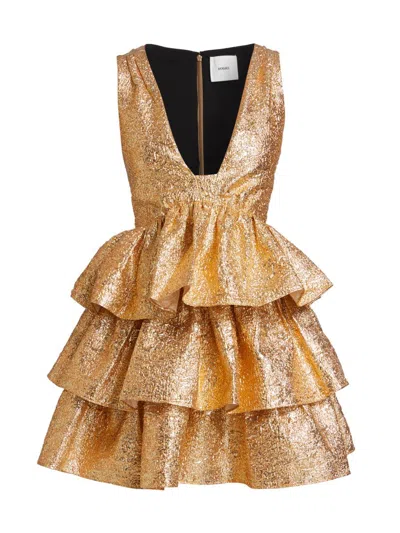 Aknvas Women's Harper Tiered Metallic Minidress In Gold