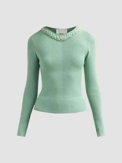 Aknvas Women's Helena Bead Embroidered Sweater In Green
