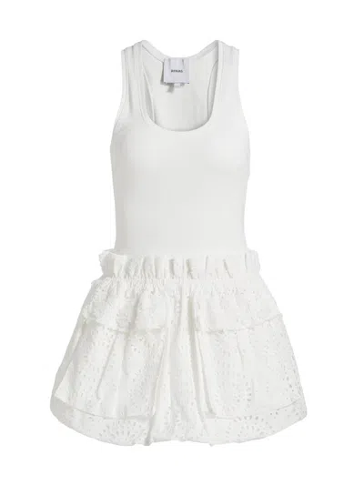 Aknvas Women's Indi Cotton Mixed-media Tank Minidress In White