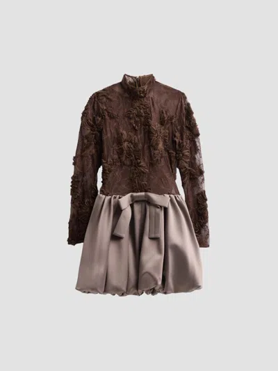 Aknvas Women's Jette Lace Cocktail Dress In Brown Taupe
