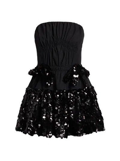 Aknvas Women's Kamilla Sequined Strapless Minidress In Black