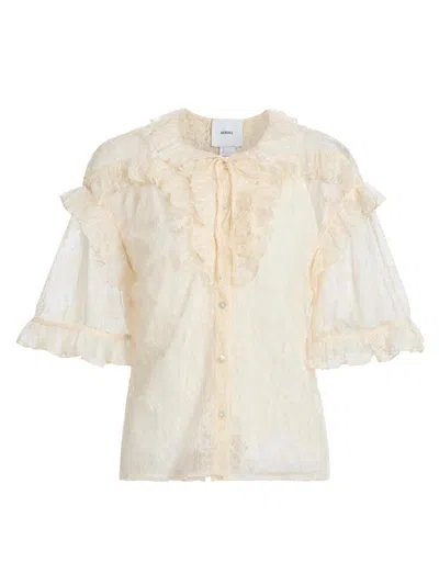 Aknvas Women's Kyra Ruffled Lace Top In Sand