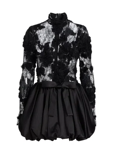 Aknvas Jette Black Cocktail Dress Lace And Bubble Skirt