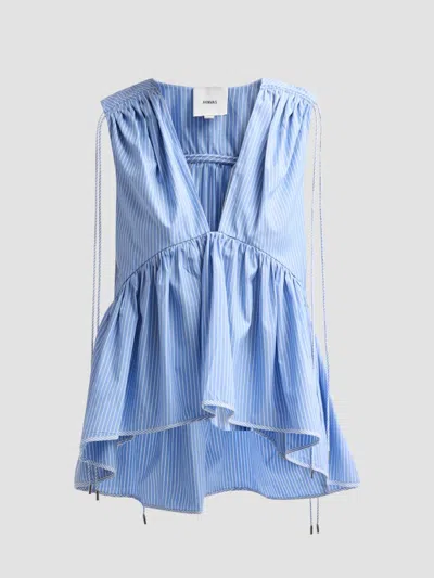 Aknvas Women's Lamia Poplin Top In Blue