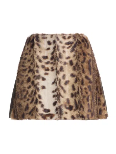 Aknvas Women's Lis Faux Fur Lynx Miniskirt In Brown