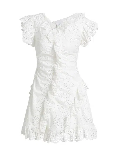 Aknvas Women's Marie Ruffled Broderie Anglaise Minidress In White