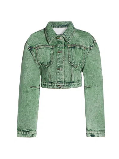 Aknvas Women's Mercer Cropped Denim Jacket In Green