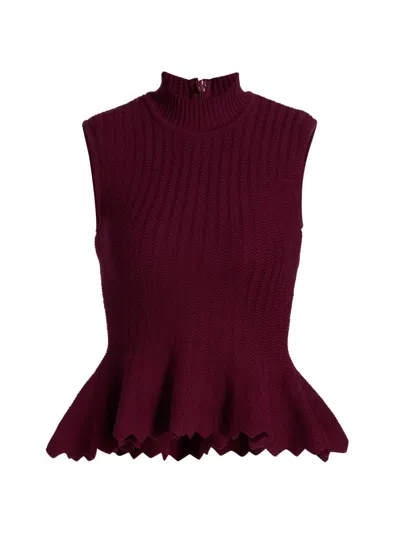 Aknvas Women's Naja Cotton Knit Peplum Top In Burgundy