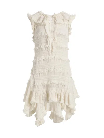 Aknvas Women's Nora Ruffled Shift Minidress In White