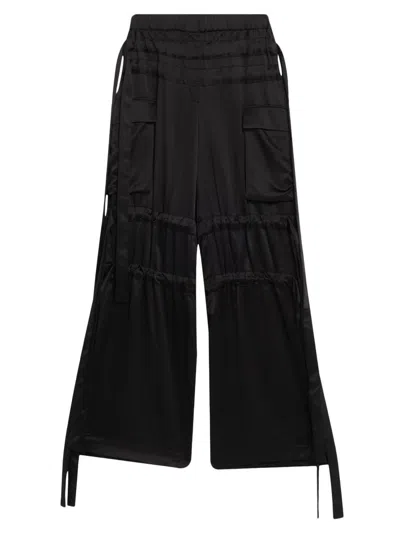 Aknvas Women's Odin Satin Cargo Trousers In Black