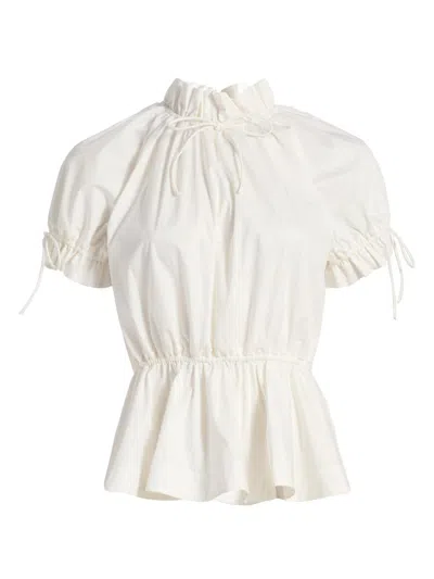 Aknvas Women's Rosalina Ruffled Cotton Poplin Blouse In White