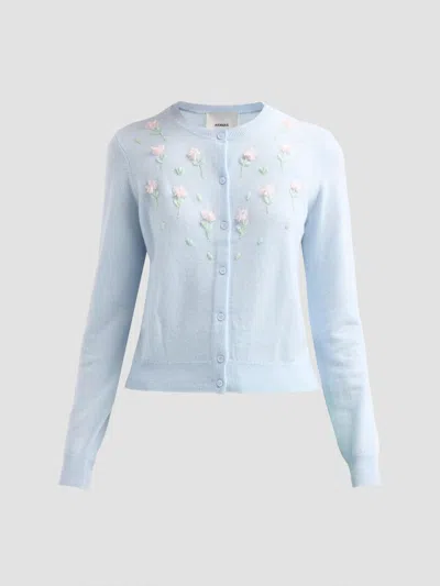 Aknvas Women's Siena Floral Wool-blend Cardigan In Blue
