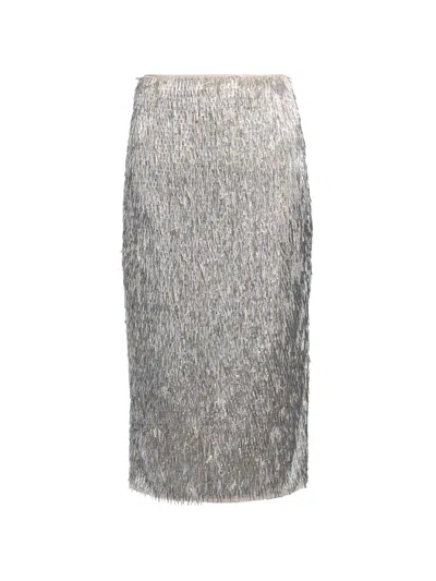 Aknvas Women's Tao Metallic Sequined Pencil Skirt In Silver