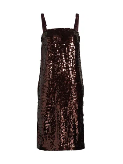 Aknvas Women's Vonna Sequined Shift Dress In Brown