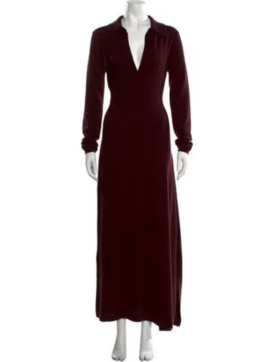 Pre-owned Aknvas Wool Long Dress In Burgundy