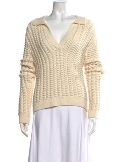 Pre-owned Aknvas Wool V-neck Sweater In Neutrals