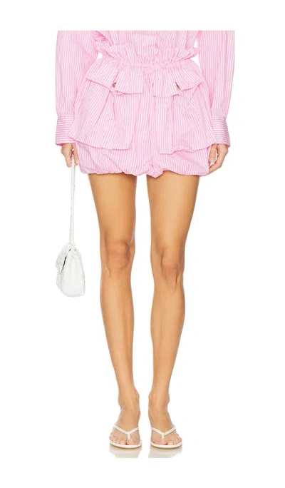 Aknvas X Revolve Logan Striped Bubble Skirt In Pink Spinal Stripe