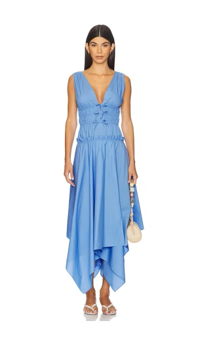 Aknvas Zelie Cotton Poplin Dress In Blue