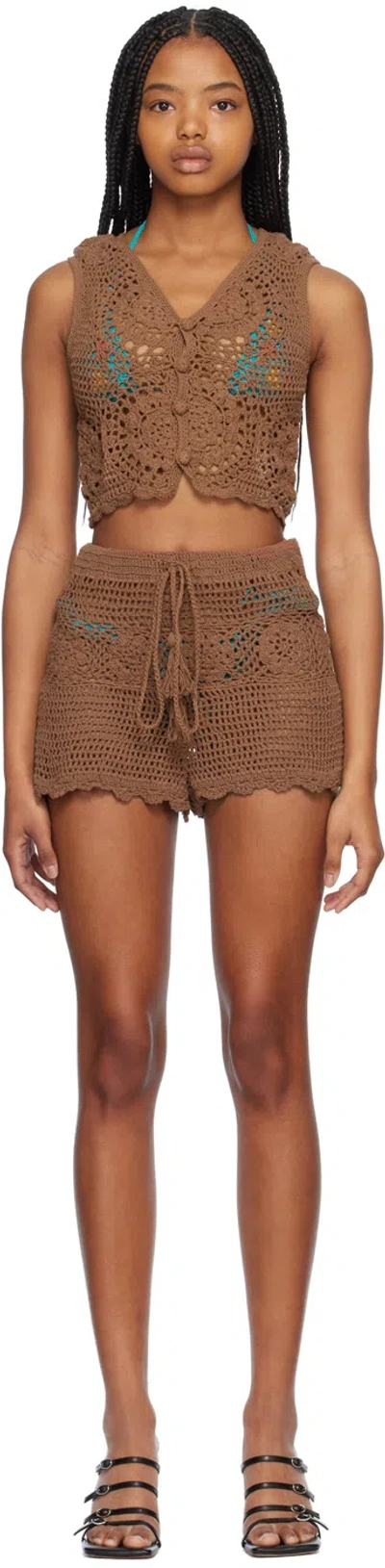 Akoia Brown Bonita Vest & Shorts Set