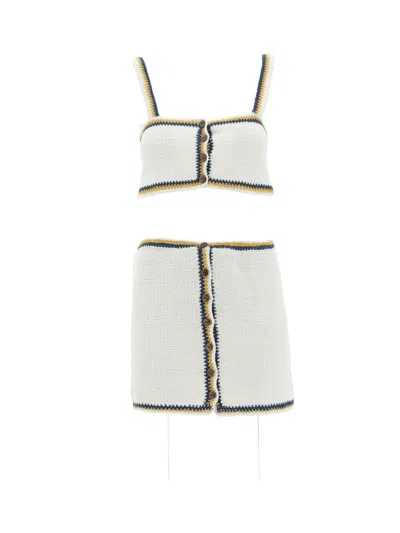 Akoia Swim Seca Knitted Top And Skirt Set In White