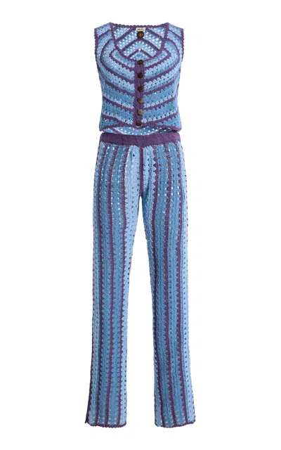 Akoia Swim Exclusive Cotton Top And Pants Set In Blue