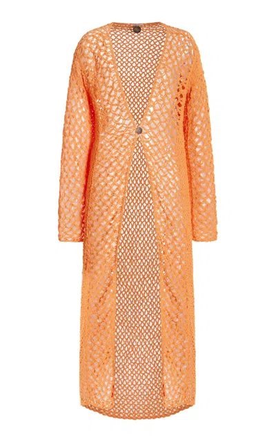 Akoia Swim Exclusive Crocheted Cotton Kaftan In Orange