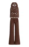 Akoia Swim Exclusive Crocheted Cotton Pant Set In Brown