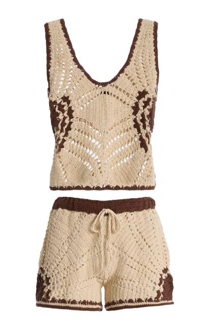 Akoia Swim Exclusive Crocheted Cotton Short Set In Neutral