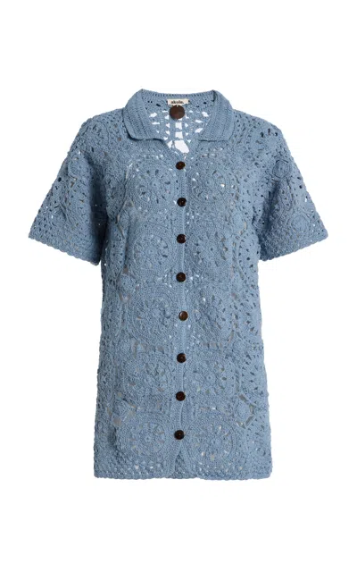 Akoia Swim Exclusive Mitir Crocheted Cotton Mini Dress In Blue