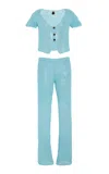 Akoia Swim Exclusive Riviera Cotton-crochet Pant Set In Blue