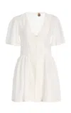 Akoia Swim Exclusive Riviera Embroidered Cotton-blend Mini Dress In White