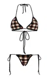 Akoia Swim Exclusive Riviera Gingham Crochet Bikini Set In Brown